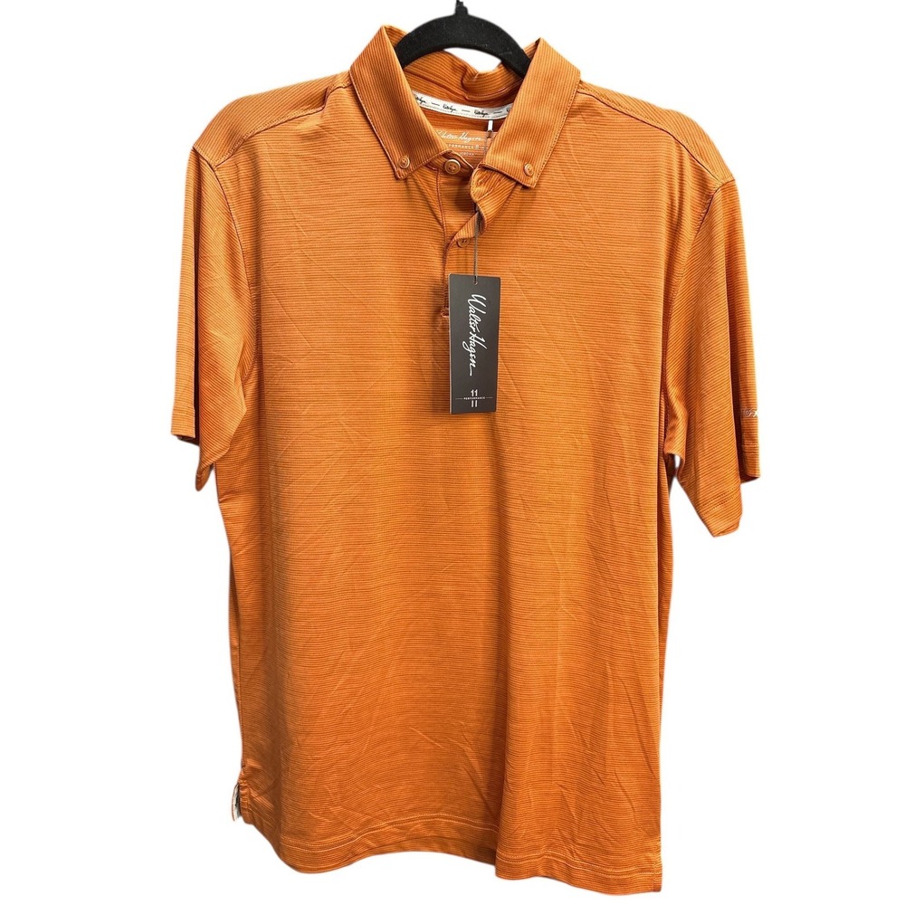 #523‎ Walter Hagan NWT Champ Stripe Polo in Leaf Orange (MSRP: $65) Size Small